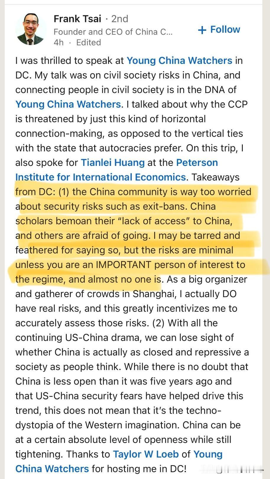 西方媒体害人不浅！！！在华盛顿，认为自己去中国会有被拘留或被禁止出境风险的人比例