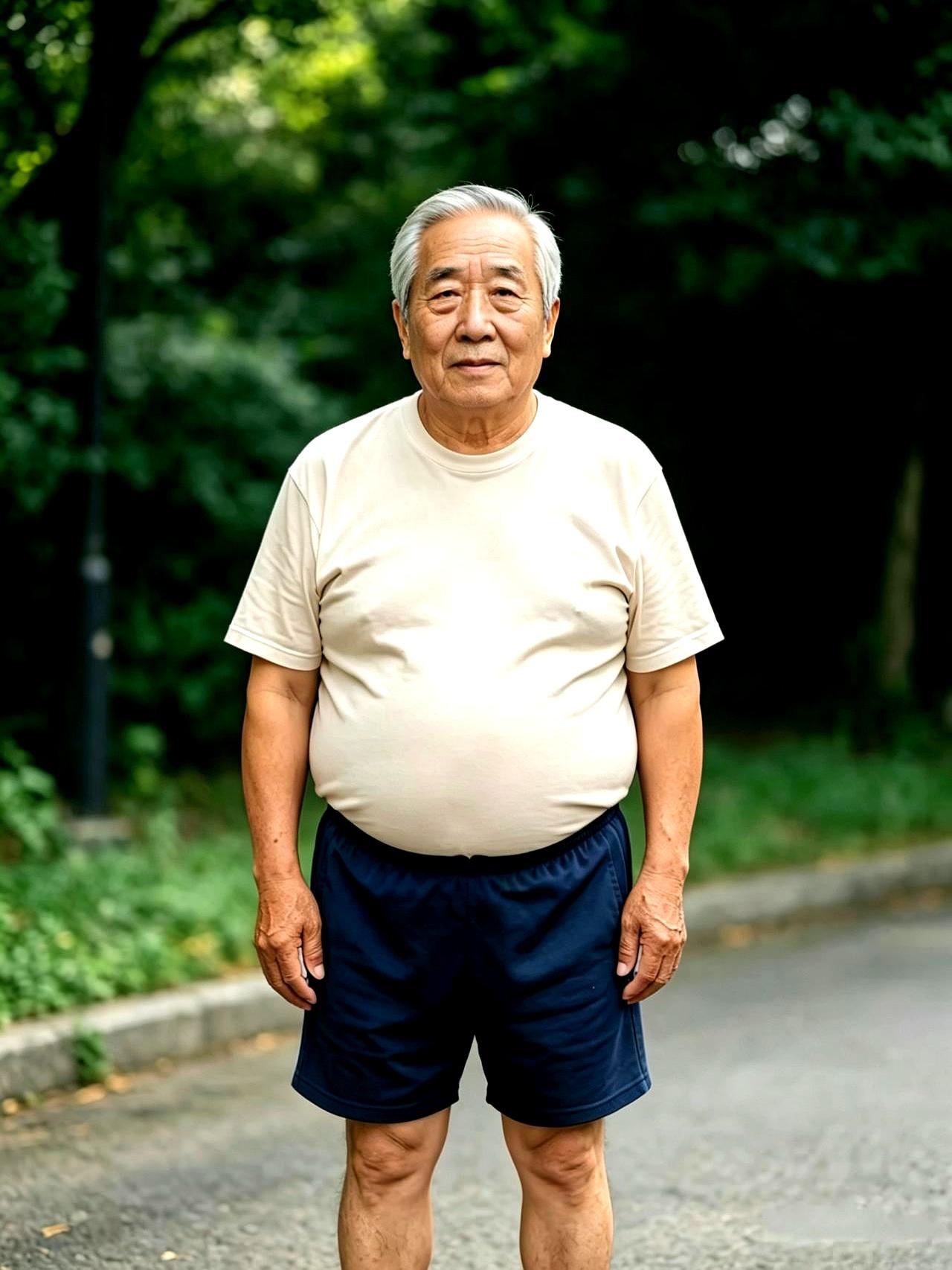 早市转了一圈，才见真相：风一过，直筒裤管晃得像旗子；肚腩在前面开路，脚尖都成了传