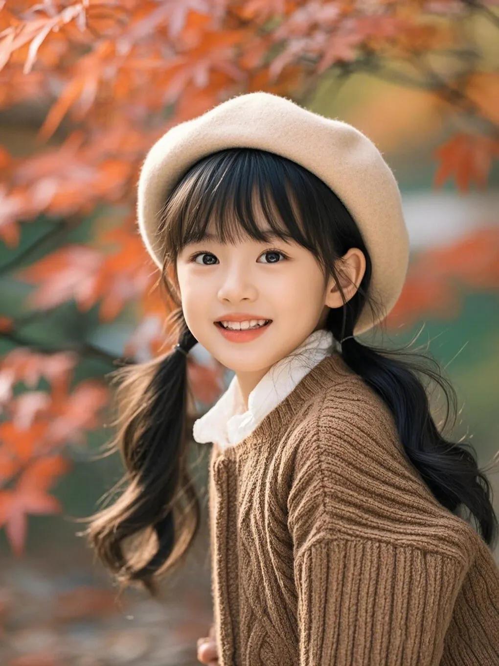 秋意渐浓#枫叶红了#萌新美少女穿搭#骗你生女儿