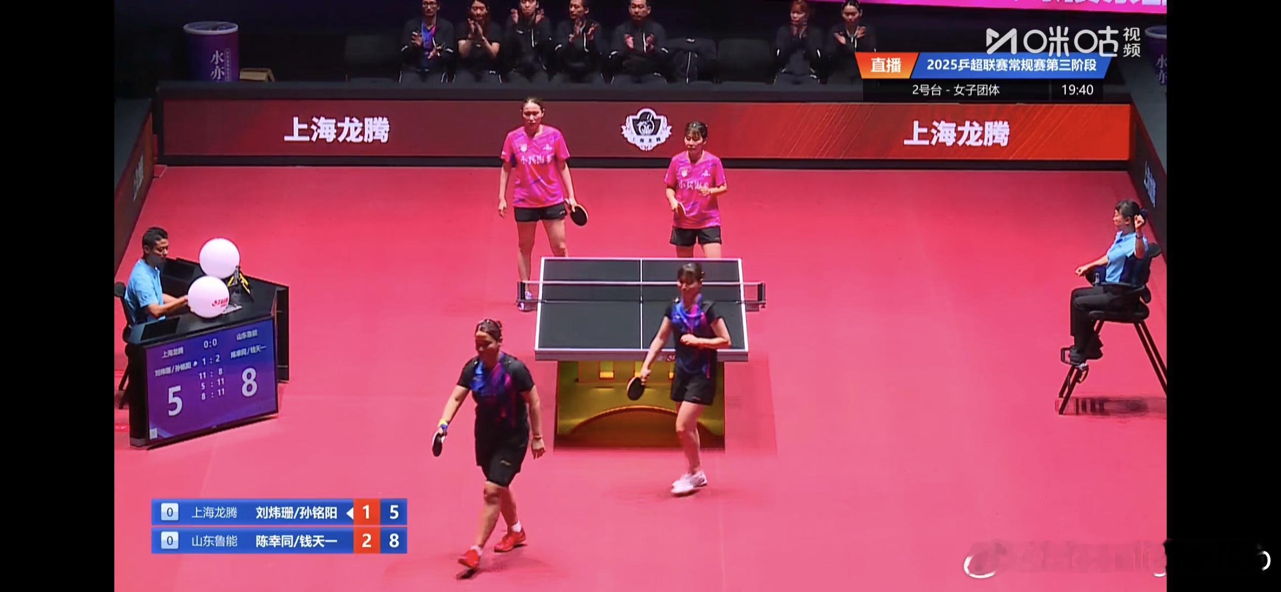 2025乒超联赛 女子团体 第三阶段 山东鲁能1-0上海龙腾陈幸同/钱天一3比1