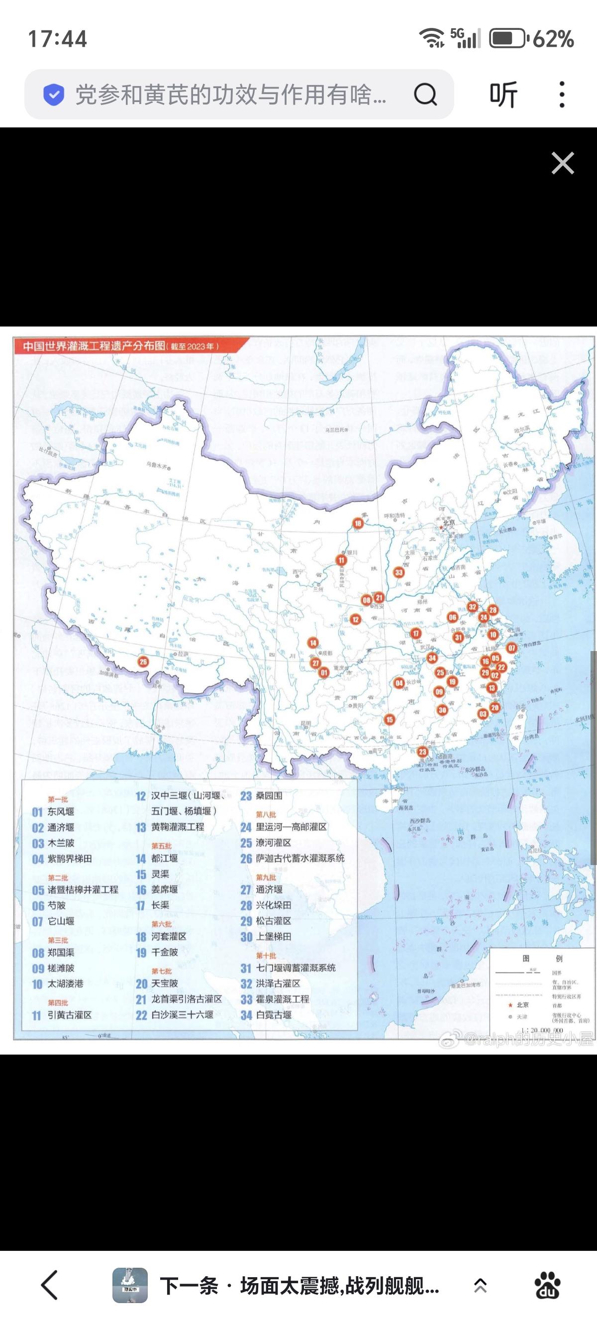 中国世界灌溉工程遗产分布图