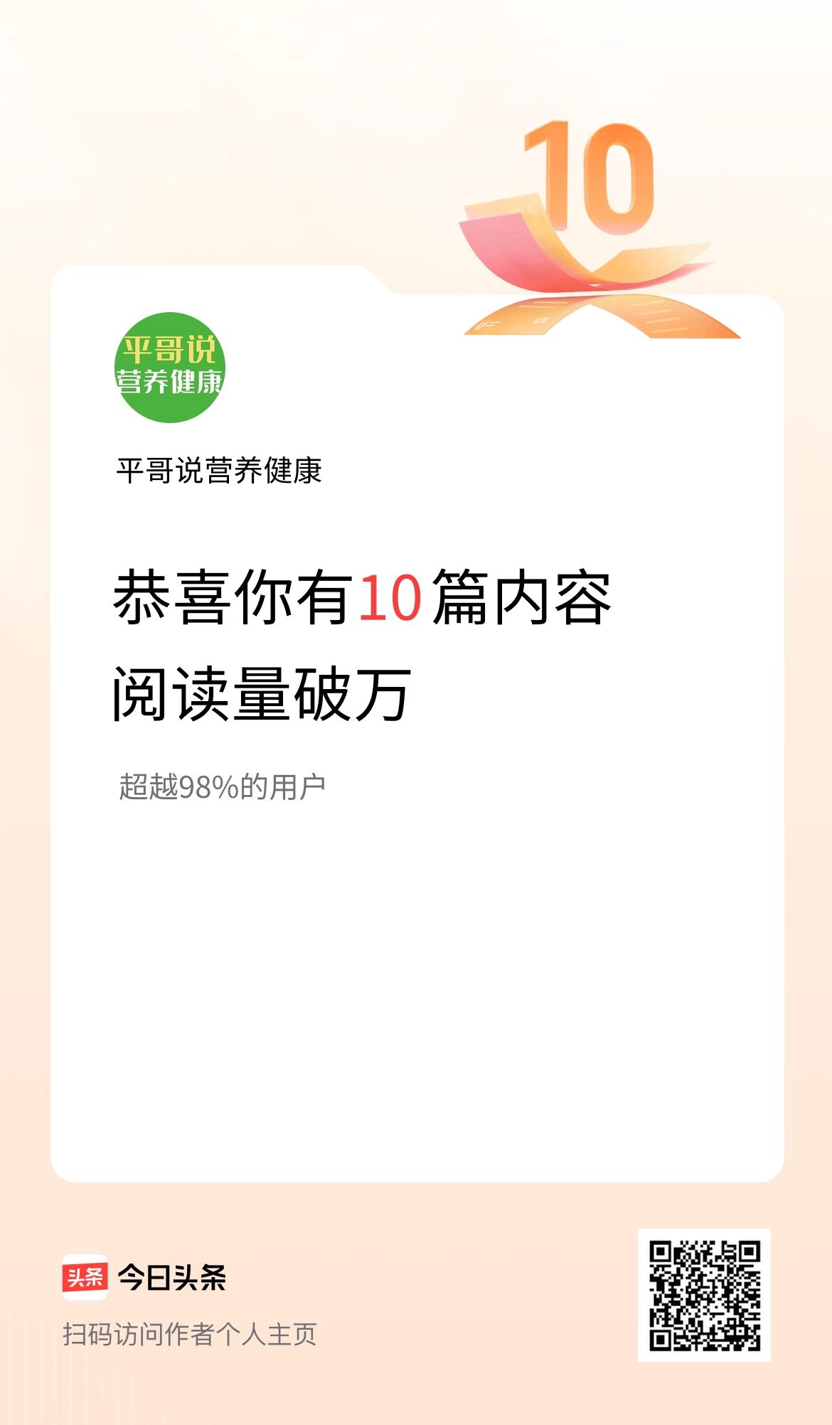 我在头条破万阅读量内容篇数破10