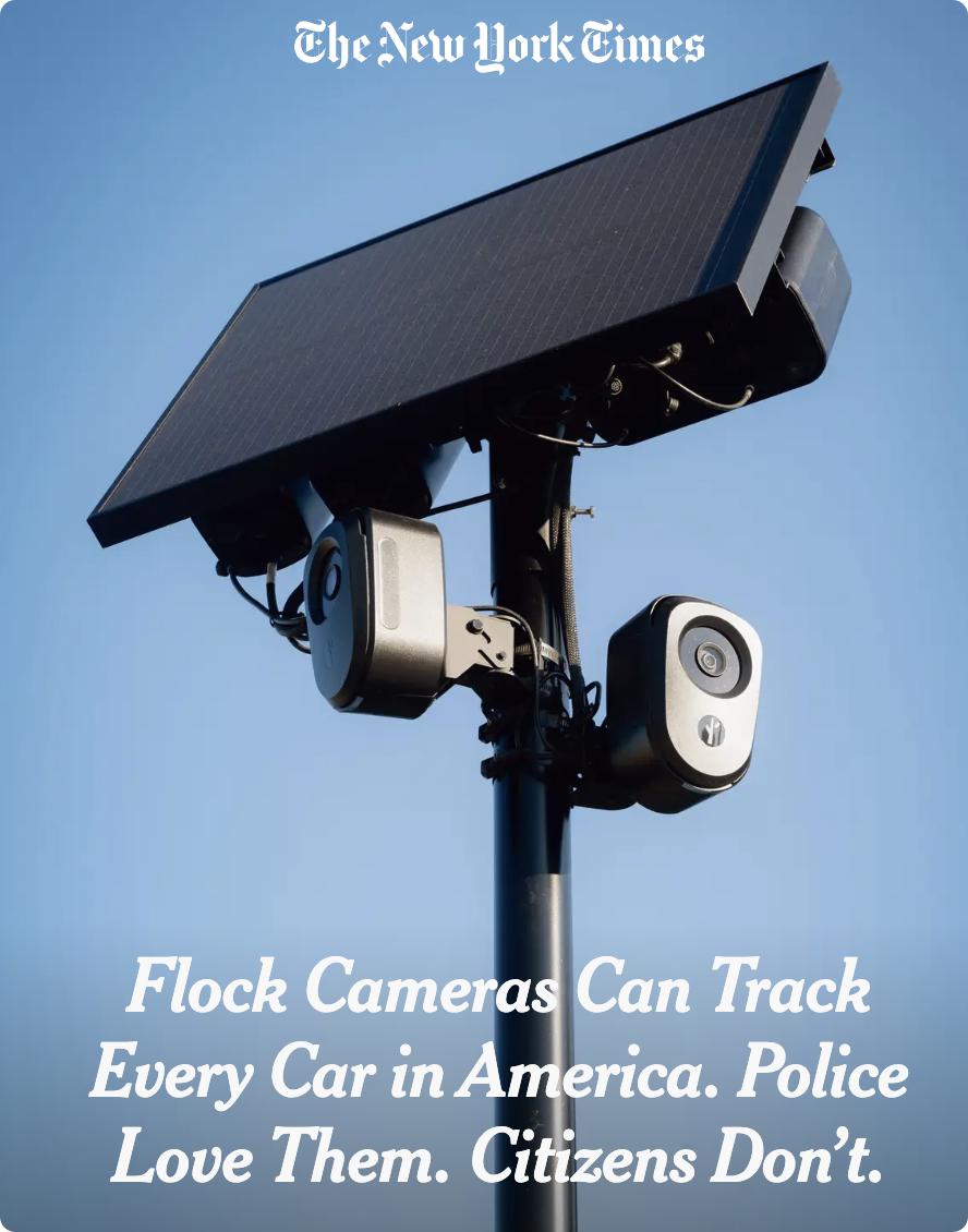美媒：Flock Safety公司在美国部署了12万个车牌识别摄像头，覆盖除阿拉