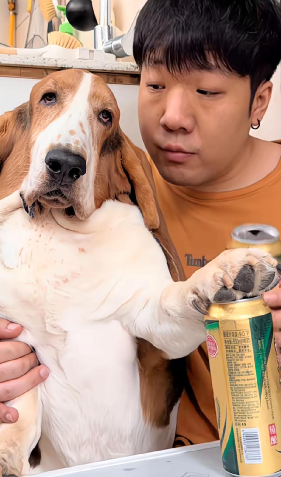 网友说这是“父子相”，是亲生的。
但怎么看都觉得是“夫妻相”，握着啤酒，就是不喝