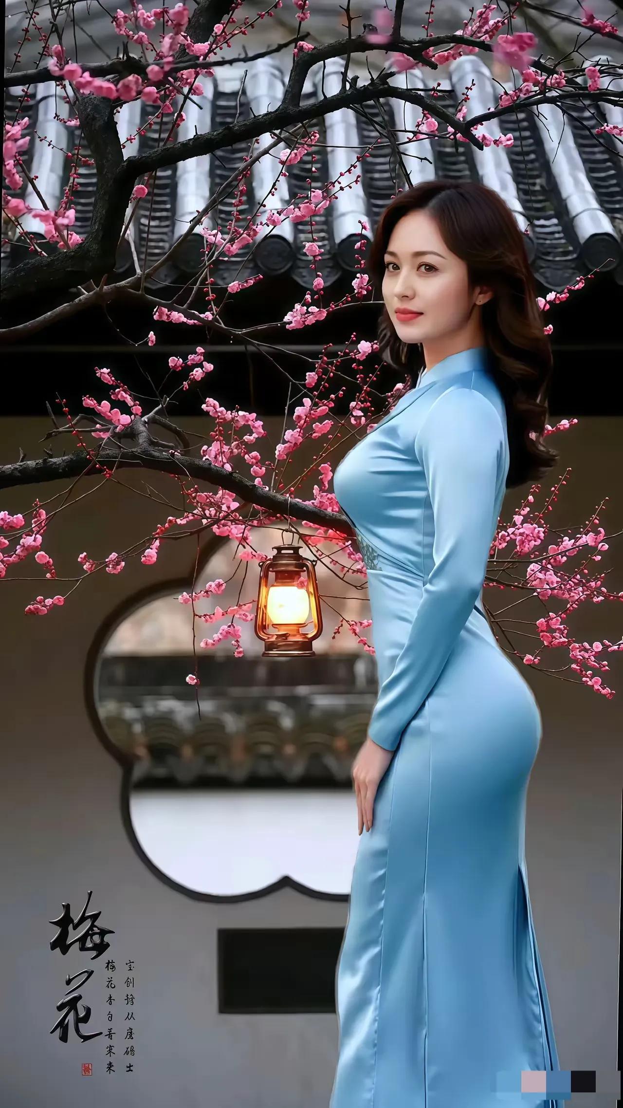 寒枝独放暗香来，
月影疏斜照玉台。
静对梅花心自远，
诗情几剪梦悠哉
[微风][