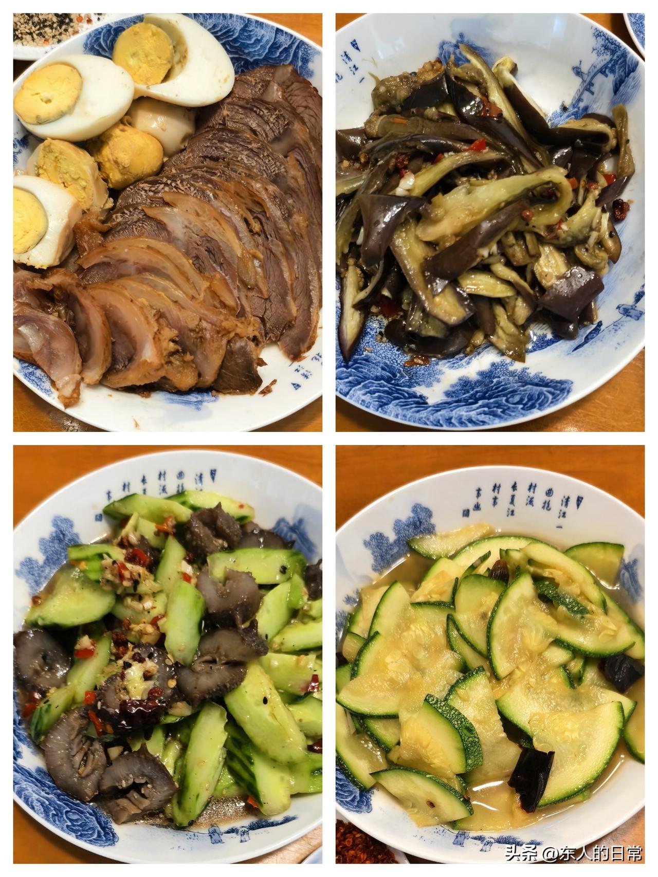 今天早上七点多，我把昨天下午腌着的牛肉给卤上，快九点就卤好了。放在卤汁里泡一上午