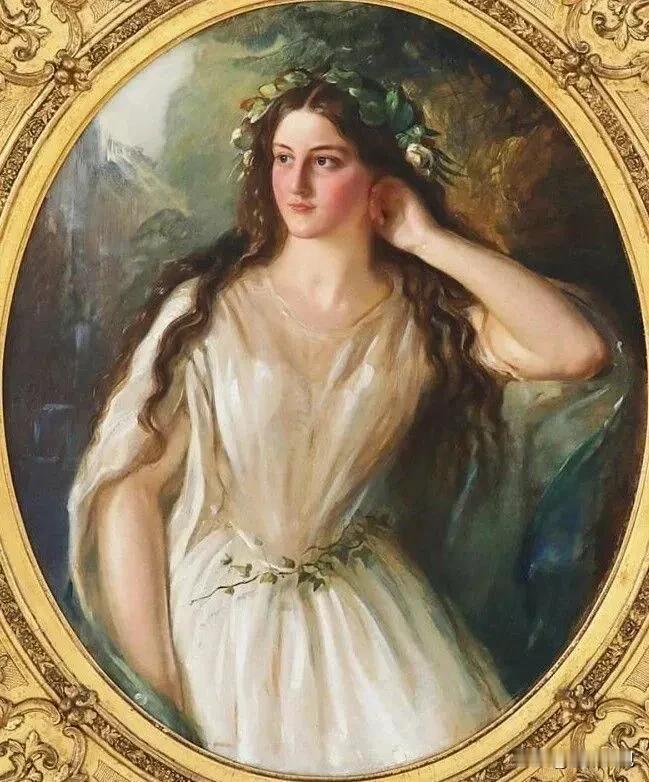 卡尔·哈特曼油画《五月少女》  1883
这是一幅古典风格的油画，描绘了一位年轻