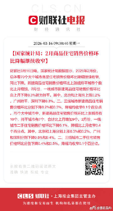 2月商品住宅销售价格环比降幅继续收窄 