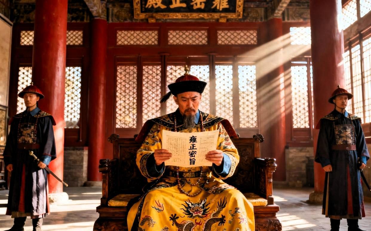 康熙临终前，把四阿哥胤禛叫到床前，递给他一封密诏，沉声道：“我死后，你登基第一件