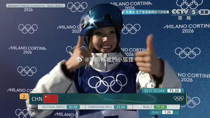 谷爱凌第一滑摔倒 顶住压力！！！晋级决赛！米兰冬奥会