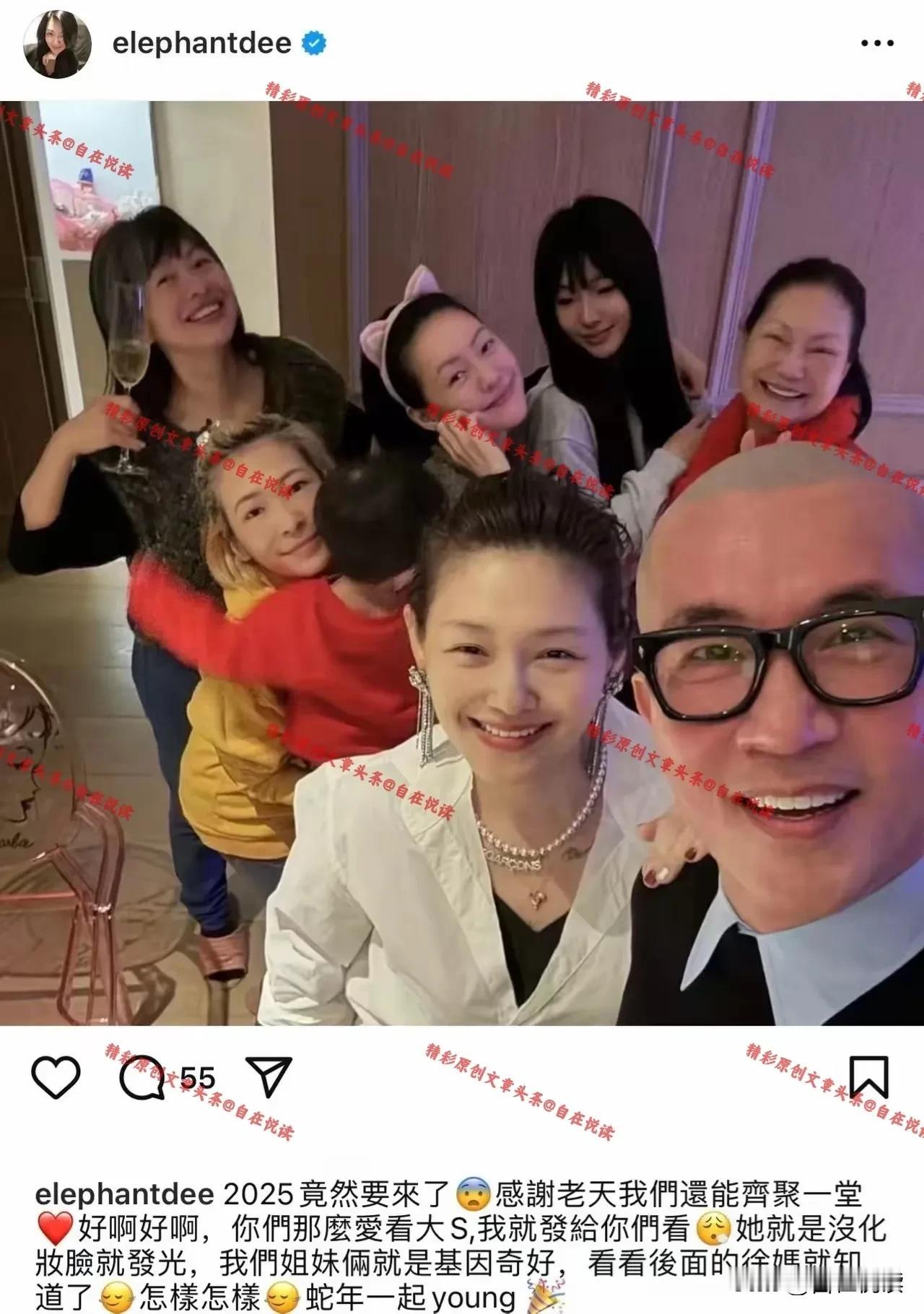 万万没想到
小S一张跨年全家福
居然撕开了大S最后的“遮羞布”

大S穿金戴银力