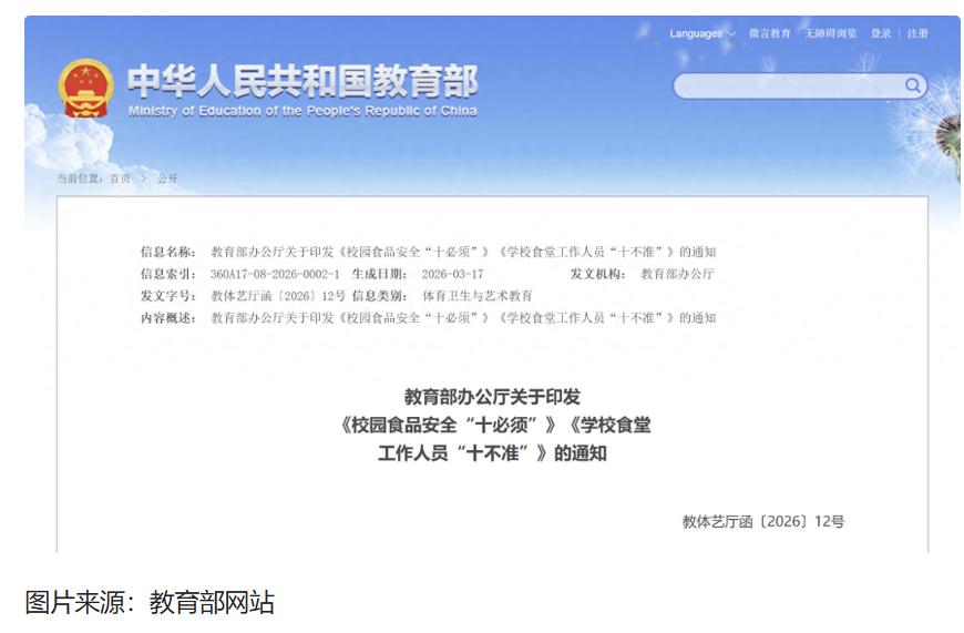 教育部出手了，校园食品安全这次真的要变了！

3月30日，教育部办公厅印发了《校