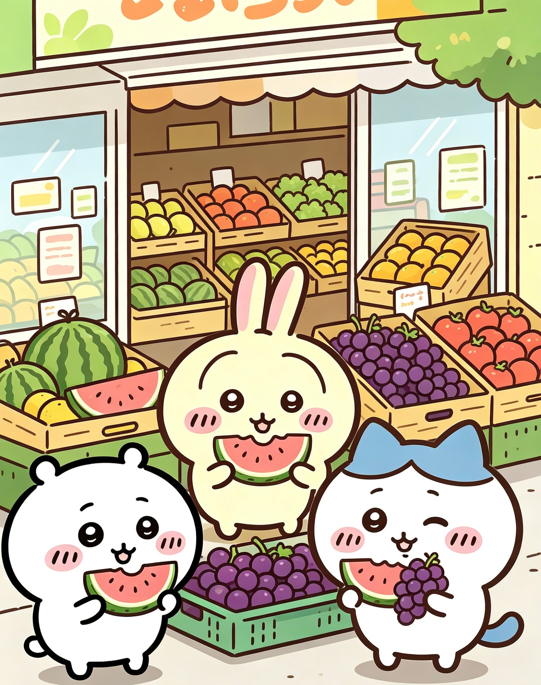 chiikawa吉伊卡哇灵感共创夏日企画西瓜真的很解渴（ai生成） 