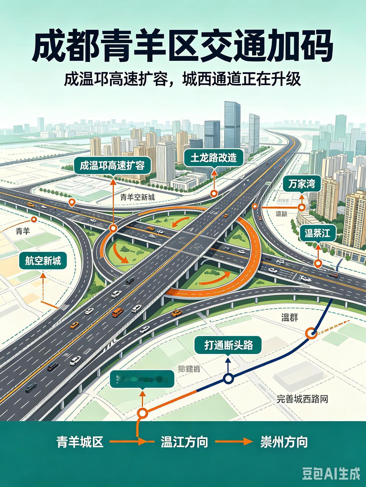 成都青羊区重点交通加码！成温邛高速扩容，会给城西带来哪些变化？
我一直在留意成都