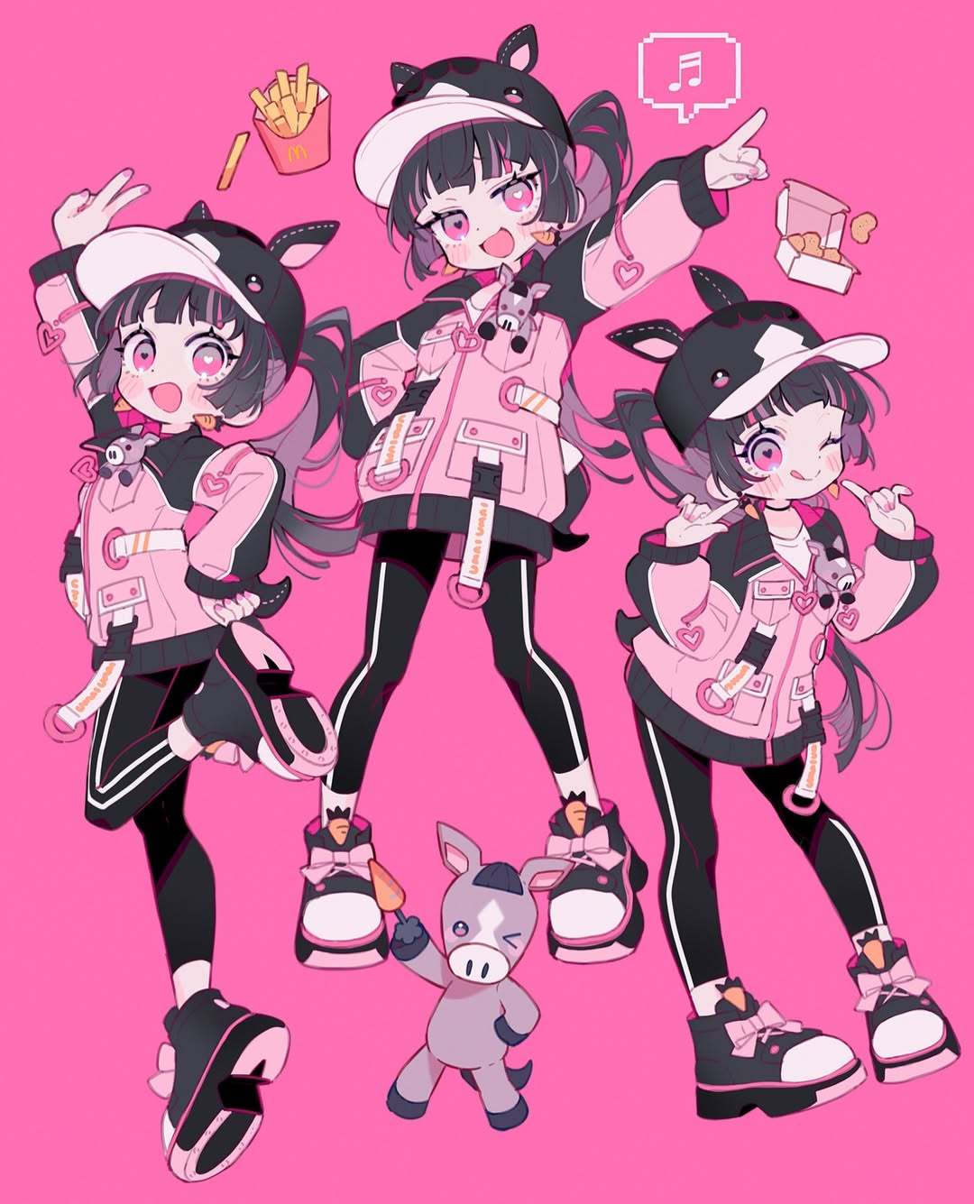 一组画风为Q版软萌平涂插画画师：uekuraeku 