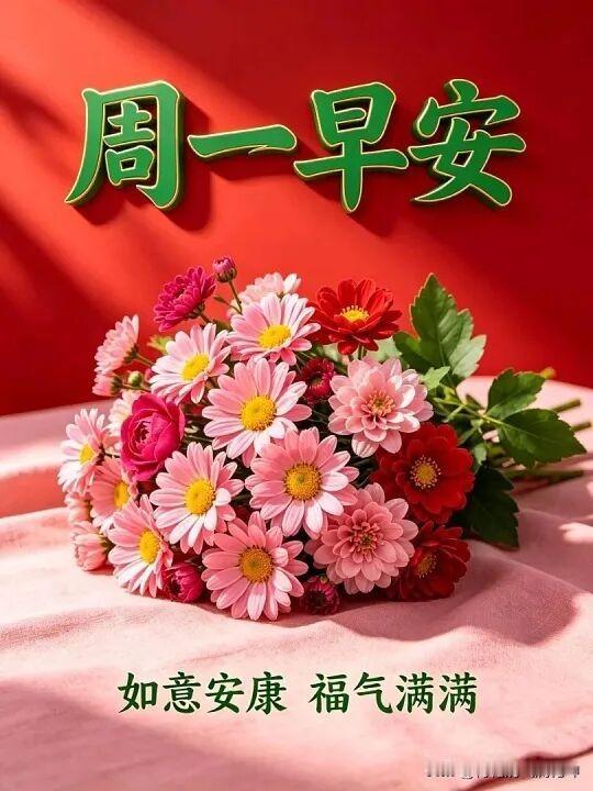 周一早安，如花般绽放，福气满满！🌸💐