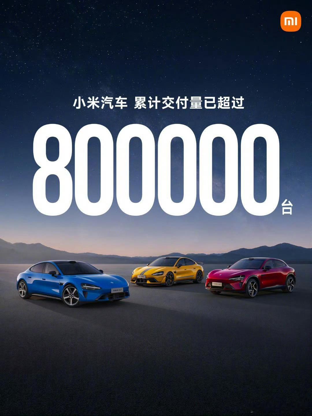 哇，80万台了！从第一台小米汽车交付，到累计交付突破80万台，小米汽车又迈过了一