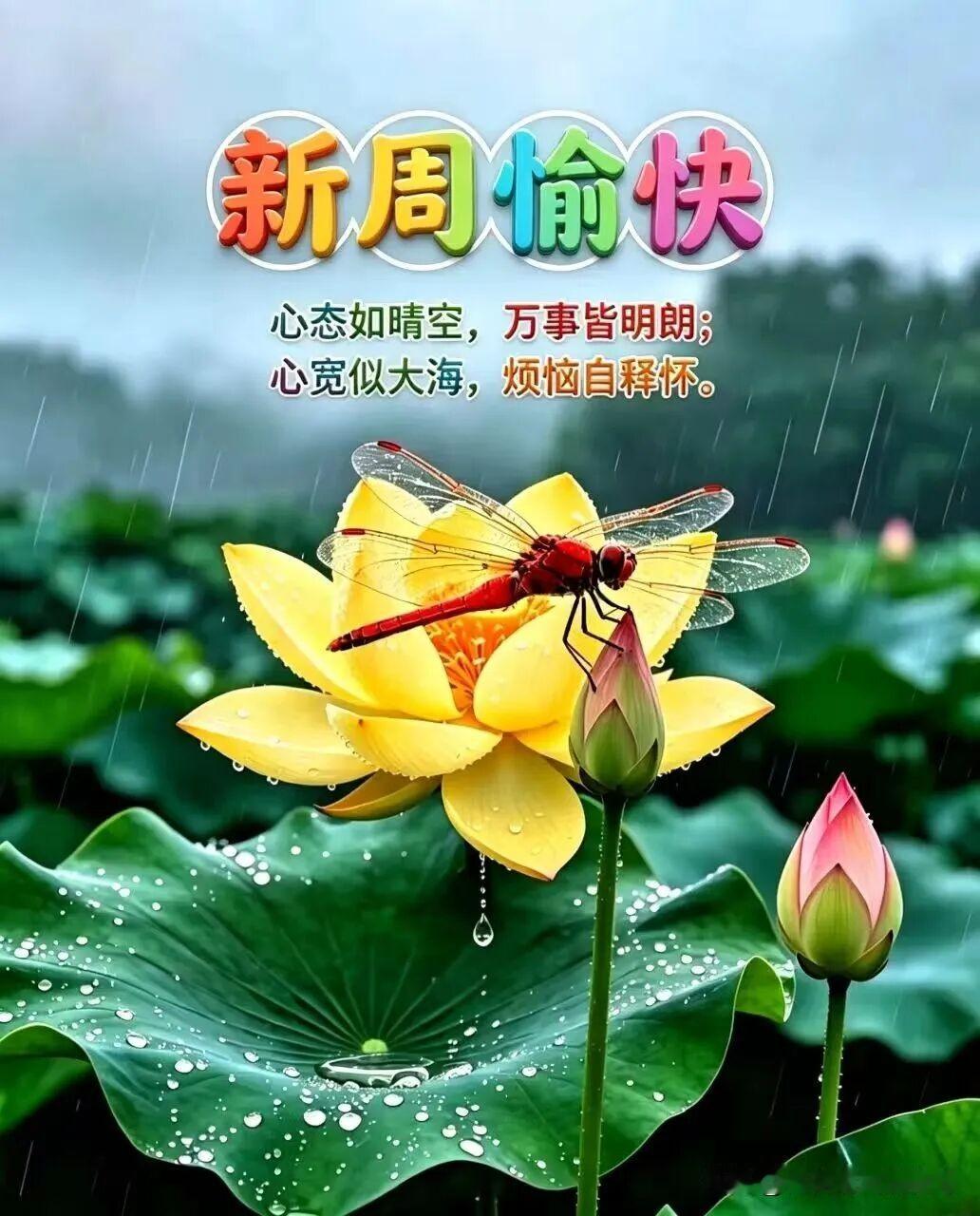 2026/07/20/（农历六月初七）星期一早上好！新周愉快，雨中赏花，心旷神怡