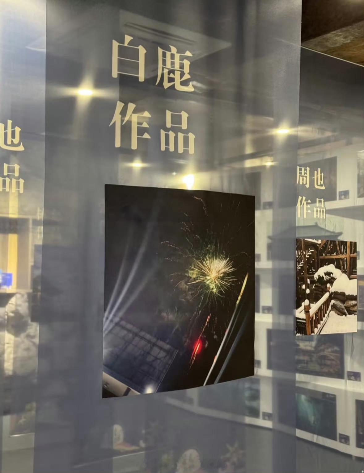 白鹿在2025横店影视节横店印象星光摄影展放的照片，这个烟花还是粉丝在横店给她放