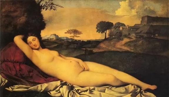 世界名画鉴赏。《沉睡的维纳斯》是意大利文艺复兴时期画家乔尔乔内于1510-151