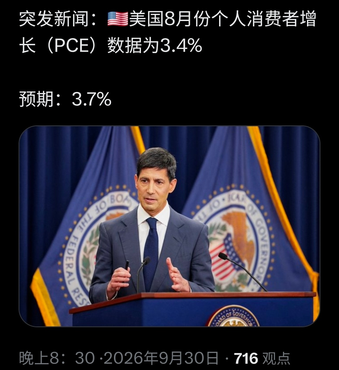由于引入了新的计算公式，刚刚公布的数据低于预期。十月份不会加息吧？大哥他们聪明。