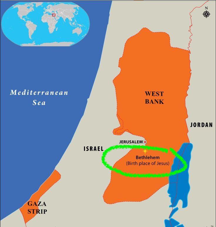 位于巴勒斯坦约旦河西岸的伯利恒（Bethlehem）是圣经中耶稣的出生地。

每
