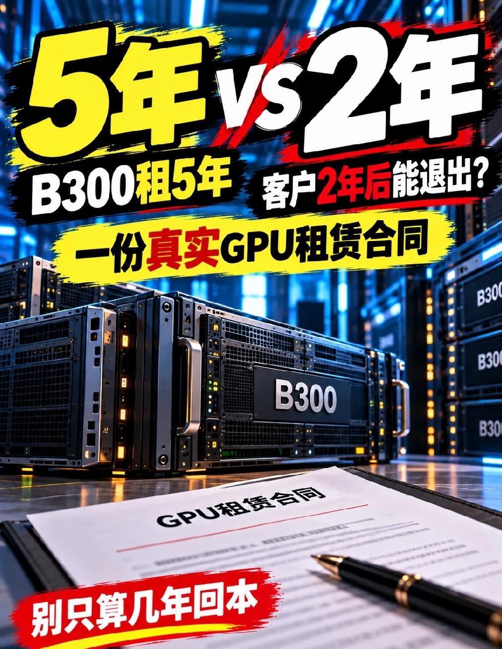 GPU租5年，客户2年退？这份B300合同值得看
最近看到一份挺有意思的GPU租
