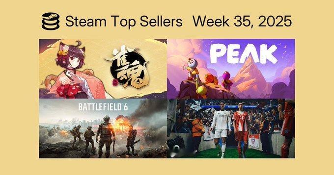 Steam最新一周销量榜出炉，统计时间8月14日至8月26日，Steam Dec