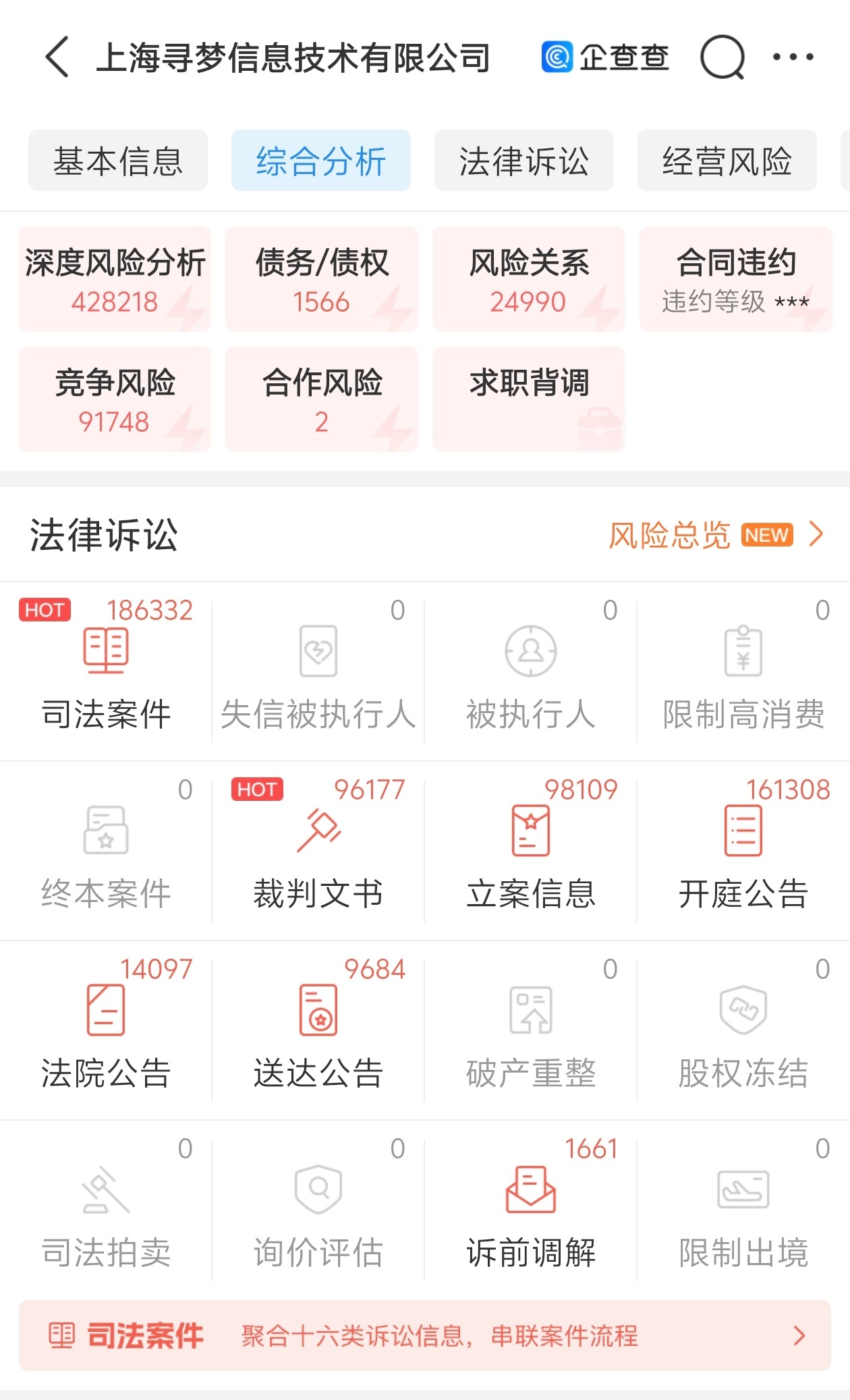 一家公司身背18w条司法案件也是奇迹告我的人多了，你又算老几