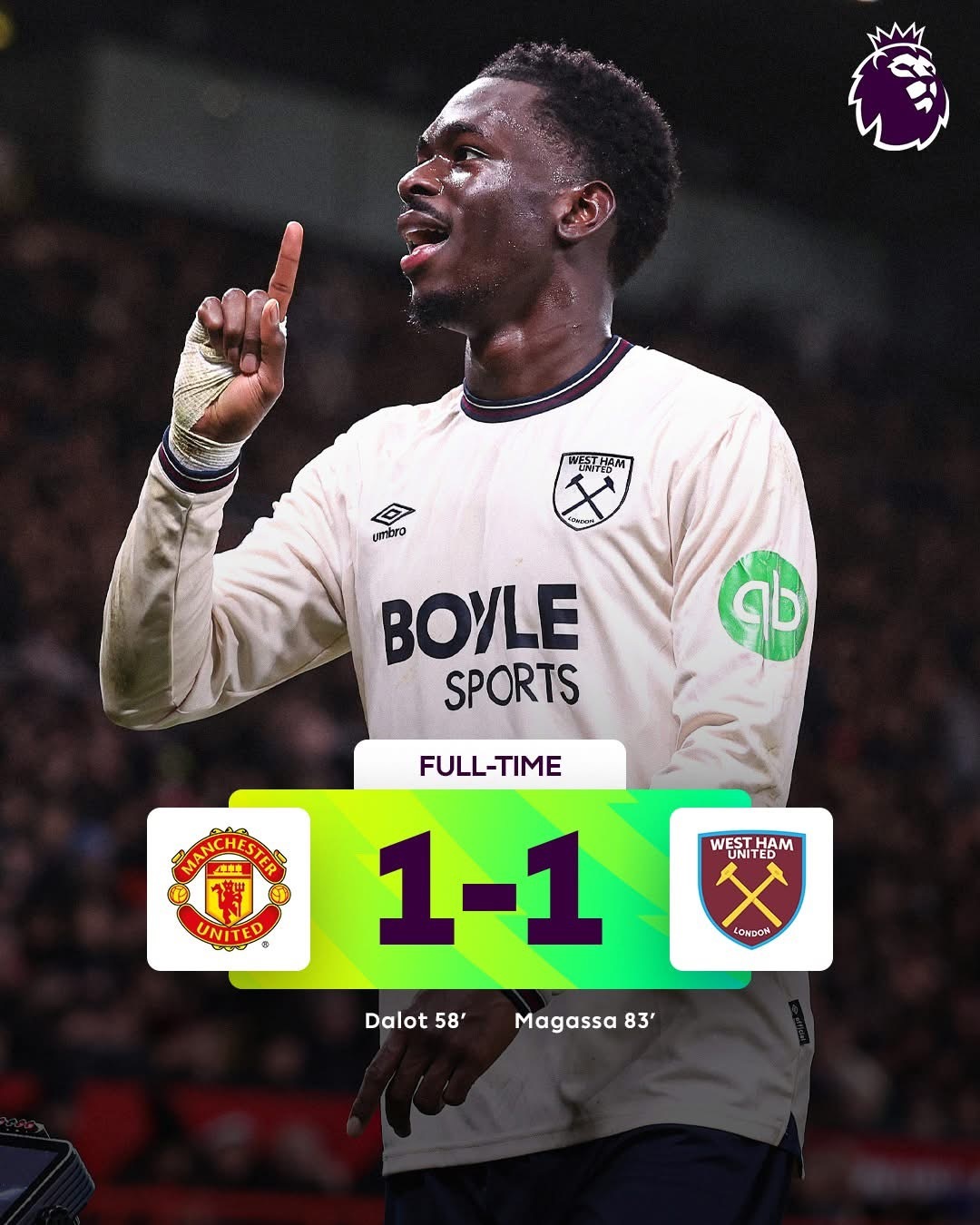 頹兵韋斯咸作客奧脱福，基本上無得打。直到曼聯贏一粒，形勢竟然調轉咗… 俾韋斯咸角