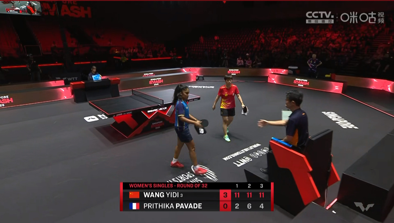 王艺迪3比0帕瓦德晋级WTT新加坡大满贯女单第三轮 