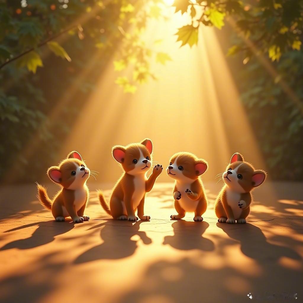 阳光下的小萌宠们在跳舞呢！他们的搞笑姿态真是太可爱了，心都要融化啦！☀️🐾  