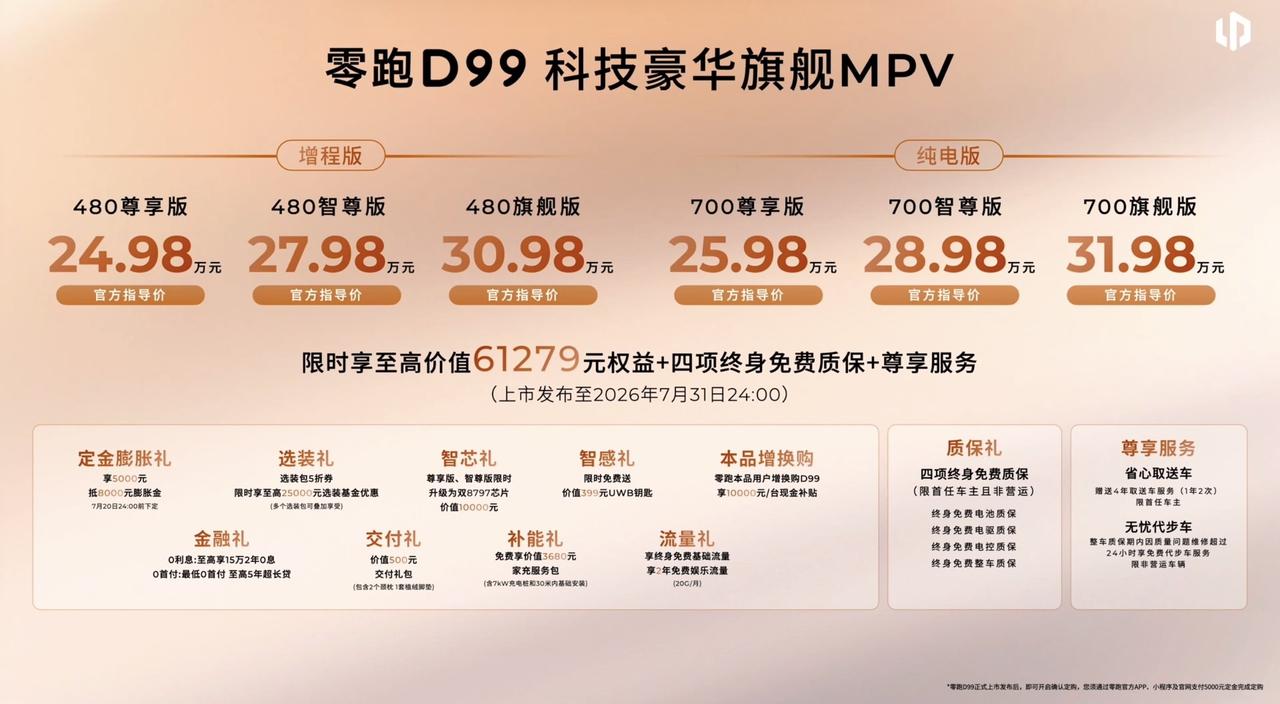 零跑D99 的价格终于出来了，和我预想的差不多，“交个朋友”的价格必须挺进25万