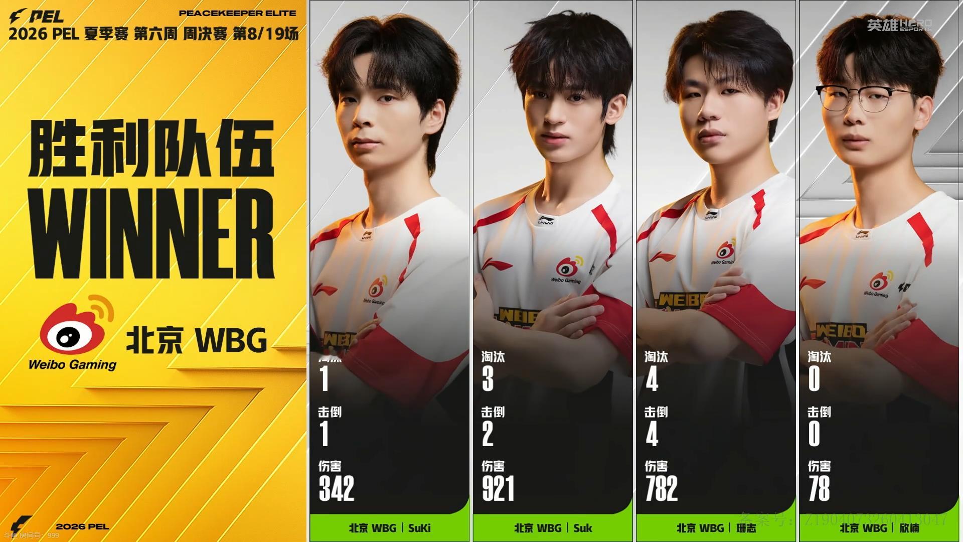 WBG周决吃鸡⚡WBG请你吃洋芋啦 拿下！恭喜兄弟们！微博俱乐部WBG和平精英战