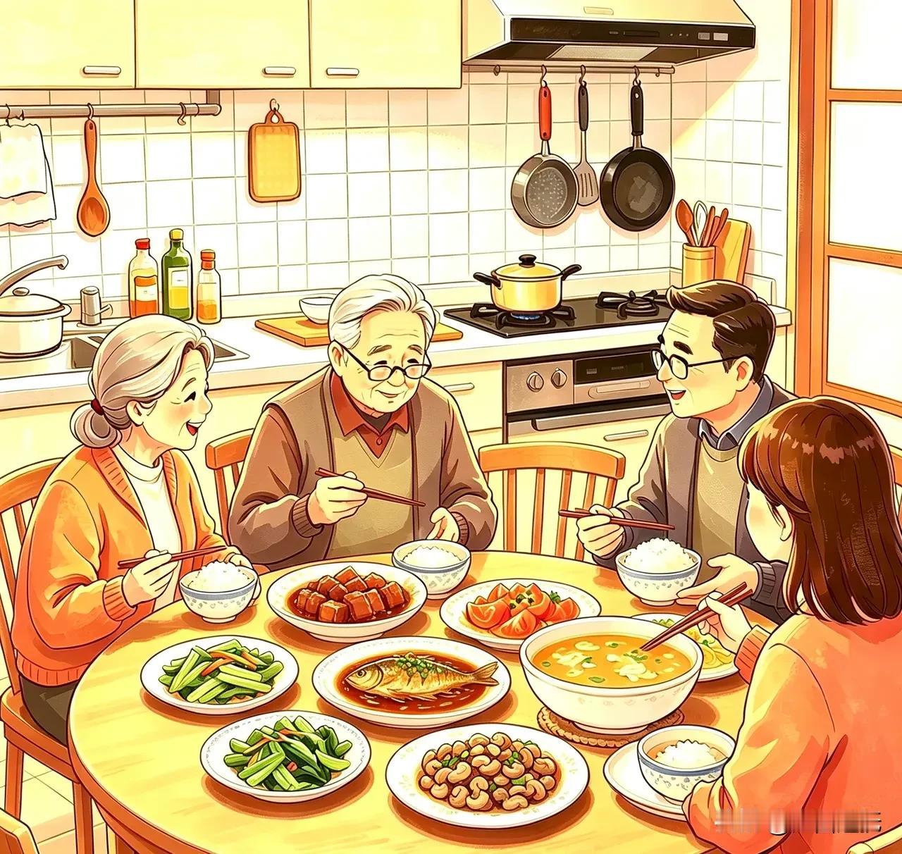 人老了，

盼的哪是一顿饭啊，

不过是儿女在跟前，

能听句家常、

看眼笑脸