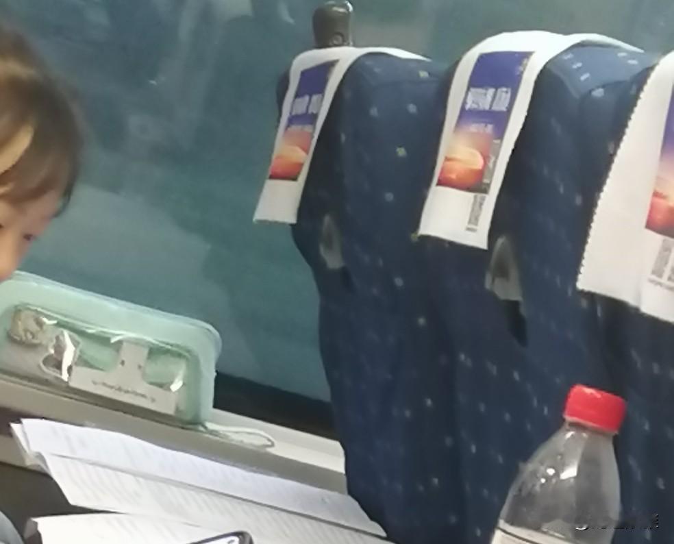 小孩子读书真的很辛苦的。
动车上，一个10来岁的小女孩，把几张试卷样的纸铺在两张