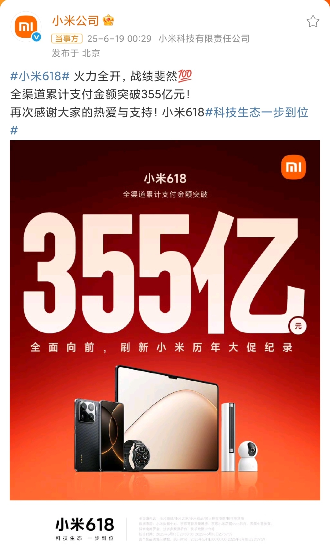 小米发布618战报大家都买了什么产品[哈哈] ​​​