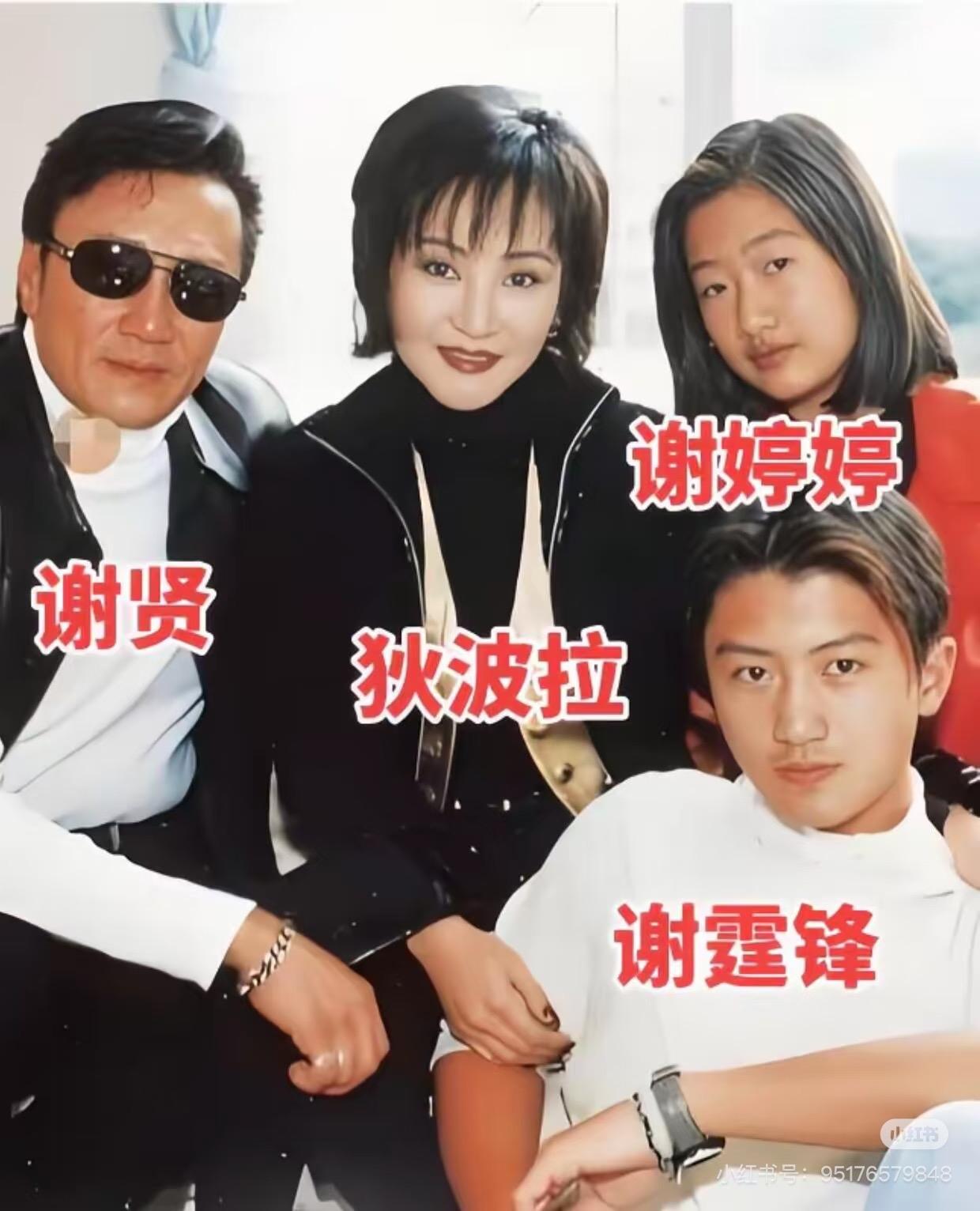 13岁的谢霆锋与谢贤，狄波拉，谢婷婷全家福