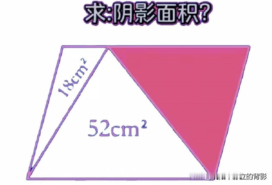  五年级平行四边形求阴影面积，已知两块三角形面积，阴影部分该怎么算？🤔