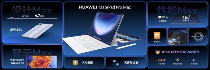 华为新平板麒麟T93Pro旗舰芯片华为MatePadProMax电脑级体验这个平