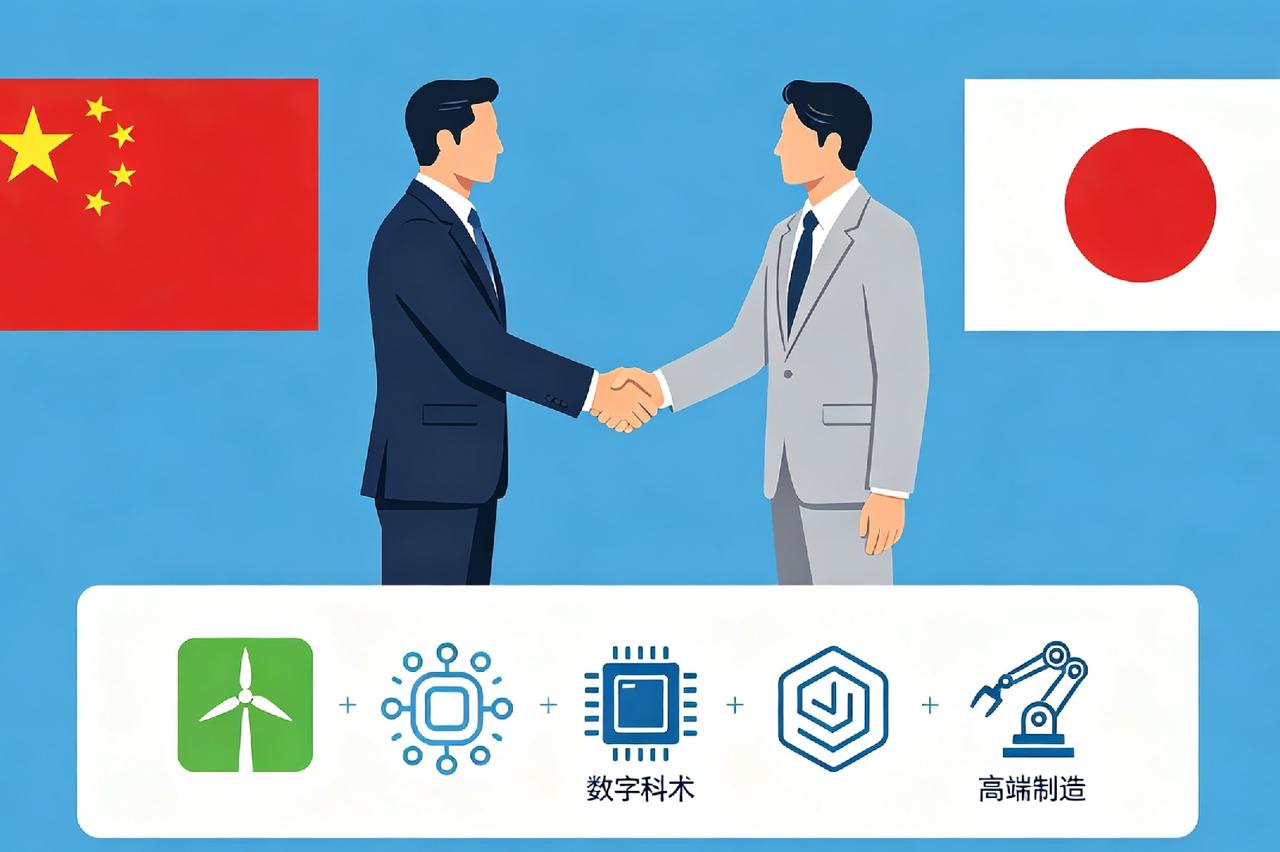 中日应恪守政治共识，以经促政，深化绿色、数字、高端制造合作 。管控分歧、历史问题