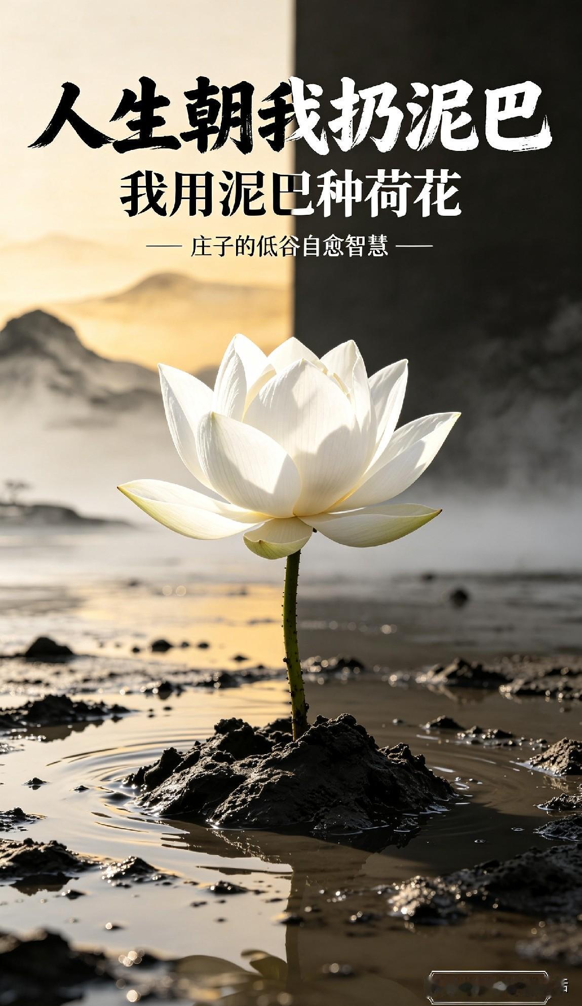 人生朝我掷泥巴，何妨借淤泥种荷花。读懂庄子，方知内心自在远胜万千荣华！

世人的