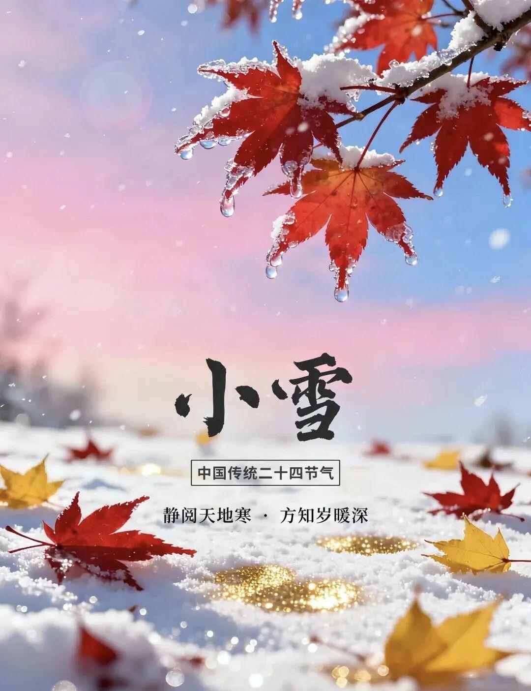 小雪
翠柏青松，绿意朦胧，小雪时节思绪千万种。饮尽杯酒，暖意奔流，蓦然回首友情仍