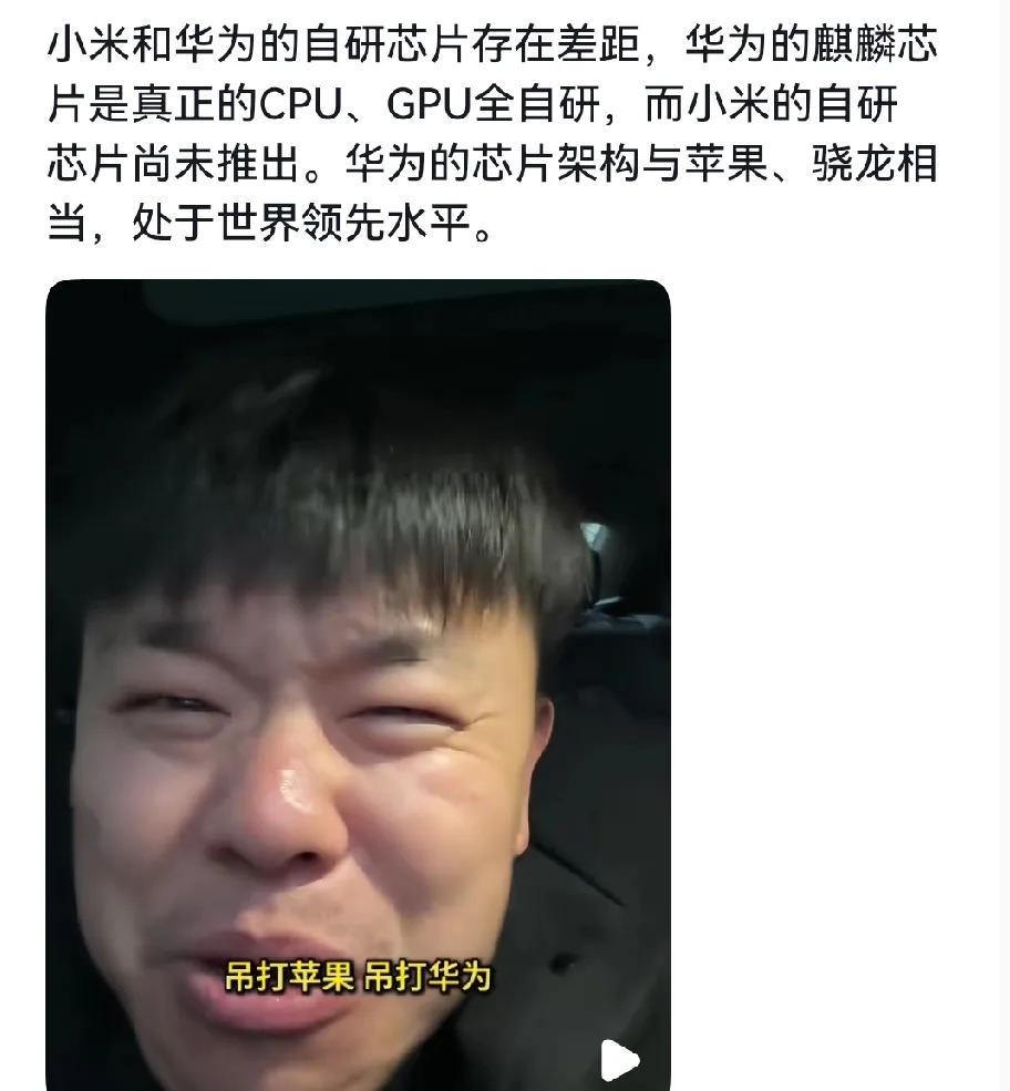 这就是为什么支持华为的原因了。

科技博主称：华为的芯片架构跟苹果高通相当，处于