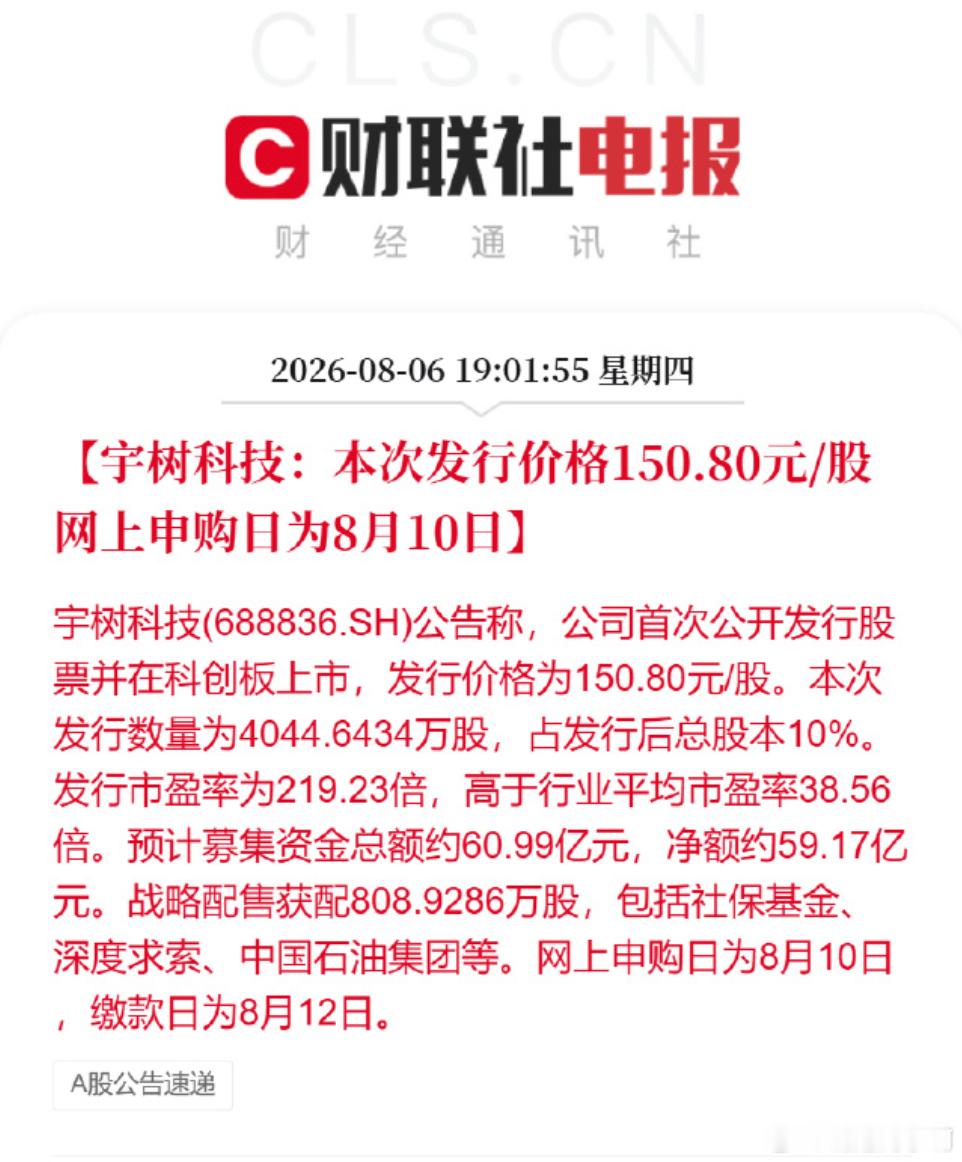 宇树科技发行价150.8元 宇树科技 IPO 发行价 150.8 元，对应约 6