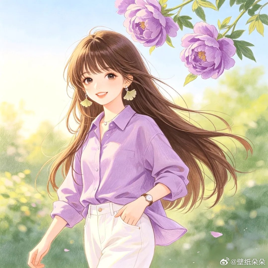 漂亮甜美紫色好运女生头像 