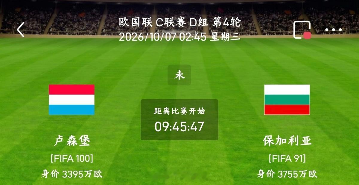 卢森堡vs保加利亚005欧国联方向：主胜年龄：1:0 2:1 2:1进⚽数：1 