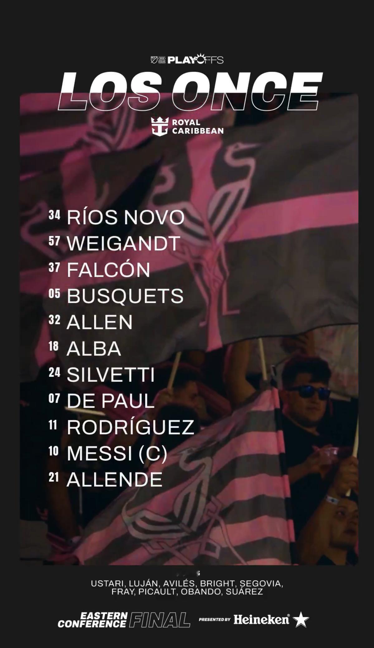 📰迈阿密国际公布首发阵容：梅西首发，苏亚雷斯替补！里奥斯·诺沃，韦甘特、法尔孔