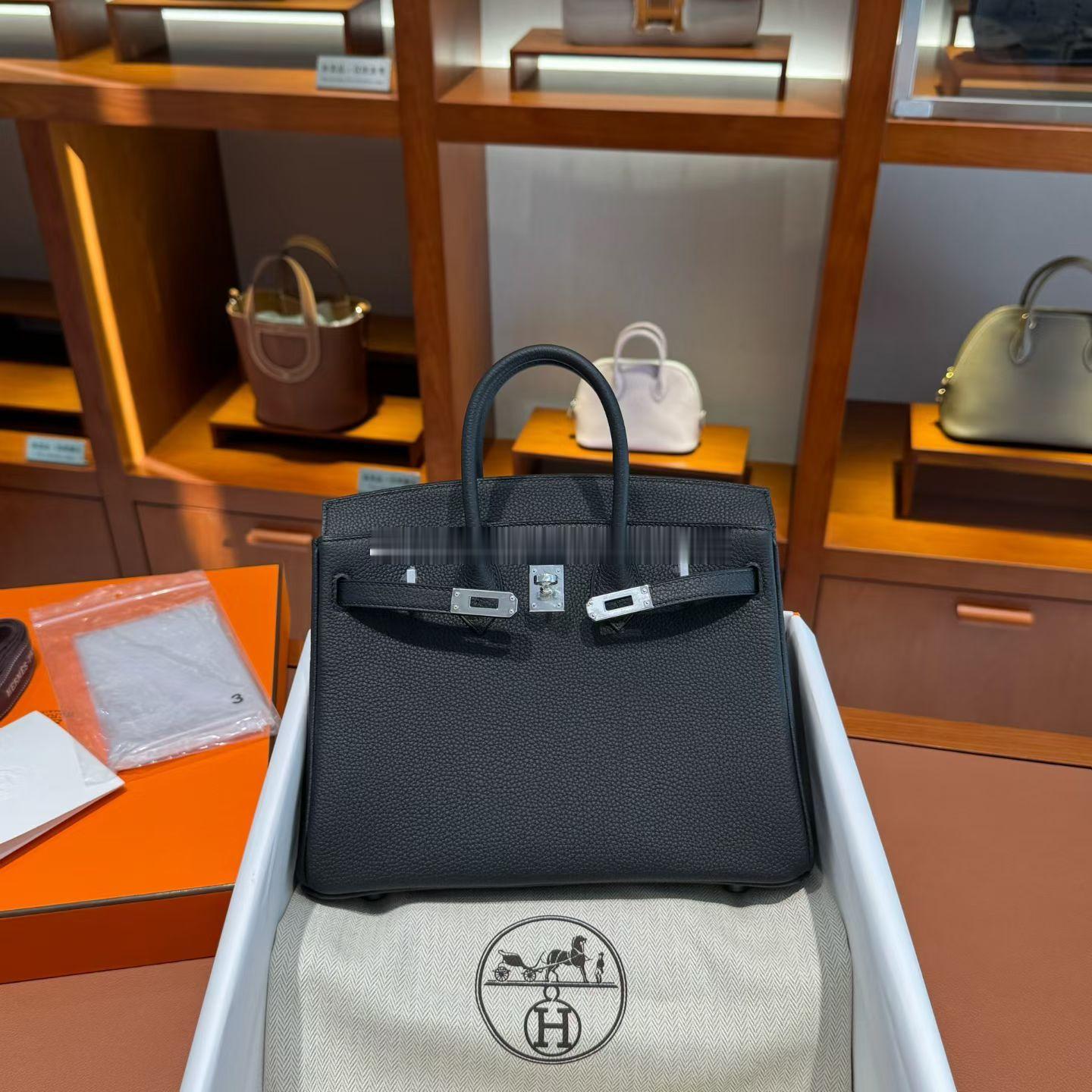 Birkin 25cm Togo皮 89黑色 银扣 带颈纹爱马仕hermes