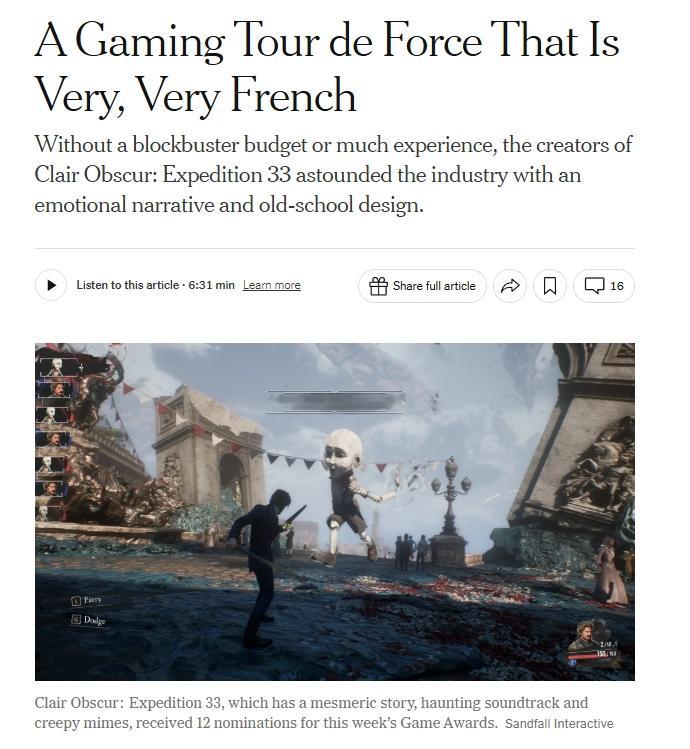 《33号远征队》开发预算不到1000万美元 却换来TGA9项大奖据外媒报道，近日